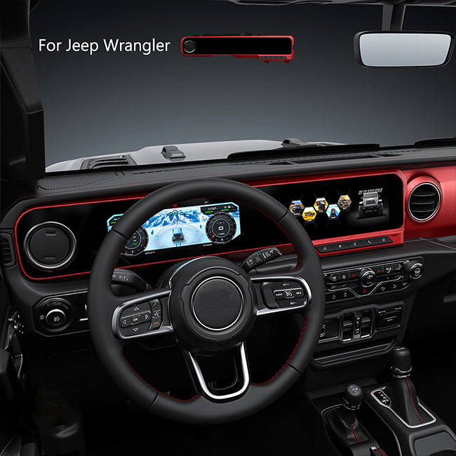 Digital-Gruppen-Auto-Multimedia-Spieler-Doppelschirm für Jeep Wrangler JL 2018-2021